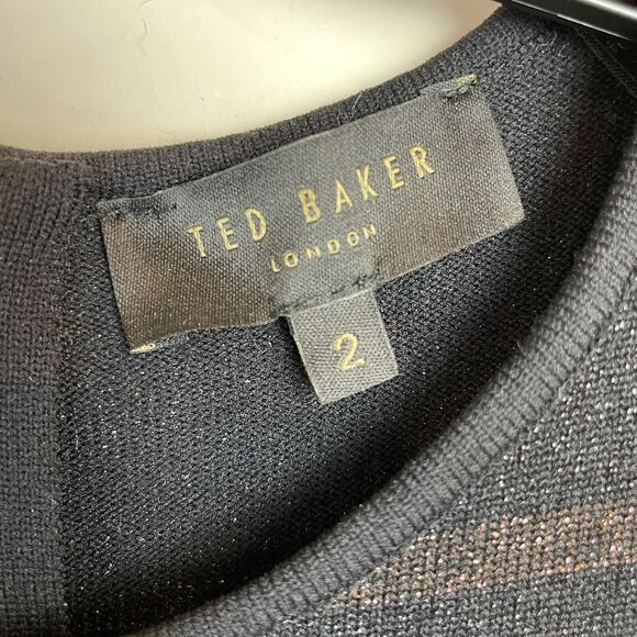 Ted Baker Simona Bow Detail Knitted Bodycon Dress, Black Size 2 US Cocktail - Picture 5 of 10